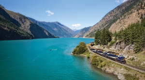 Rail trip in Canada, surrounded by lakes and mountains